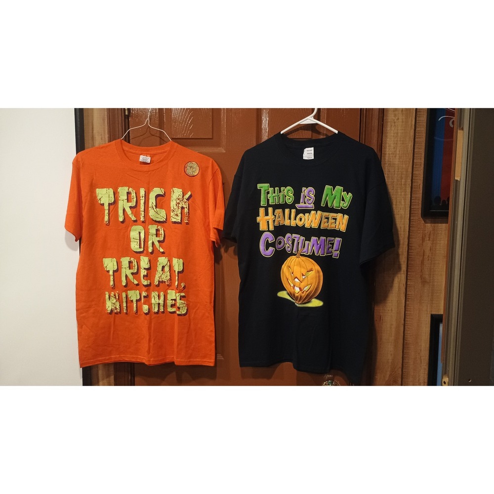 Halloween Graphic T-Shirt Bundle Mens M/L Orange Black Excellent Glow In Dark
